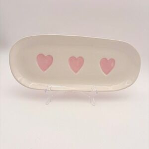 Envogue Pink Heart Ceramic Serving Dish Tray Valentine's Day Decor